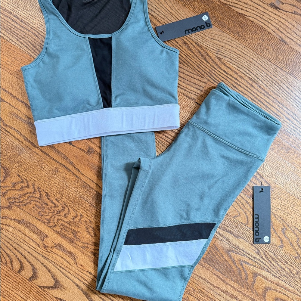 Mono B olive gray and Black Workout Set Brand New Medium